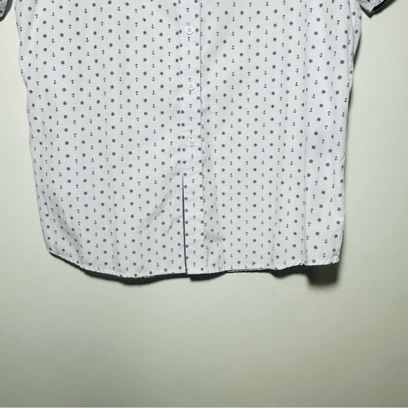 Sahara Club Mens Short Sleeve Button Down Shirt with Anchors Ship Wheels Pattern - Picture 3 of 8